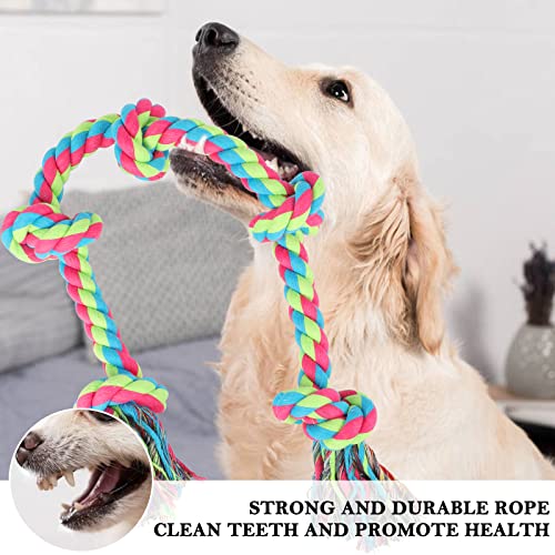 Aitmexcn Dog Rope Toys,Tug Toys for Large Medium Dogs, 37 Inch Strong Dog Rope Chew Toys with 5 Knots- Cotton Ball Toys for Aggressive Chewers