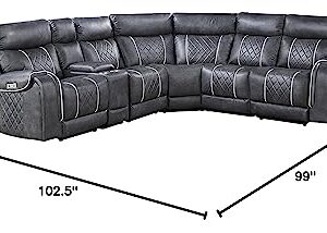 Lexicon Hartley Wall-Hugger Modular Power Reclining Sectional Sofa, All Chairs, Gray