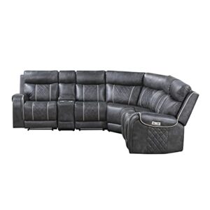 Lexicon Hartley Wall-Hugger Modular Power Reclining Sectional Sofa, All Chairs, Gray