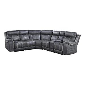 Lexicon Hartley Wall-Hugger Modular Power Reclining Sectional Sofa, All Chairs, Gray