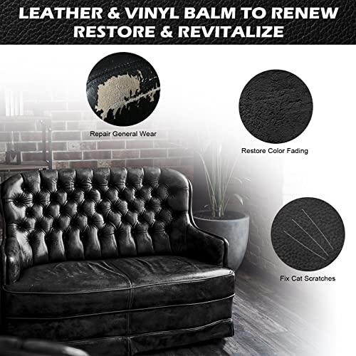 SEISSO Black Leather Recoloring Balm, Black Leather Repair Kit for Car Seats, Leather Repair Cream Kit- Leather Restorer Scratch, Faded, Scuffed, Leather Dye for Couches, Car Seats, Shoes