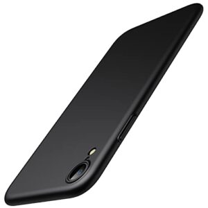 jetech upgraded slim (0.85 mm thin) case for iphone xr 6.1-inch, camera lens cover full protection, slim fit ultra thin lightweight matte hard pc, support wireless charging (black)