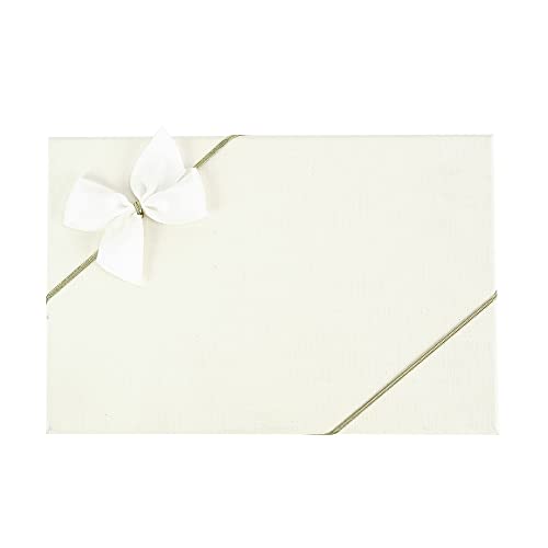 AIMUDI Stretch Loops with Pre Tied Satin Bows 10", White Elastic Gift Bows Stretch Bows for Gift Wrapping Stretch Cord with Bow Elastic Ribbon for Gift Boxes Party Favors (24 Pack)