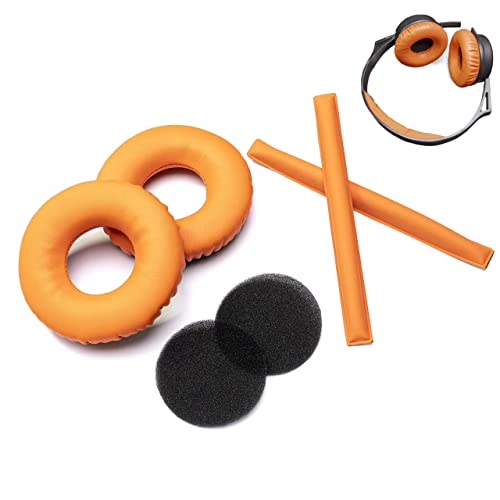 Voarmaks Orange Replacement Ear Pads Foam Cushion Headband Compatible with Sennheiser HD25 HD 25 HD 25-1 HD25-1ii HD25SP HMD25 HME25 HMEC25 Headphones