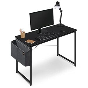 monibloom writing computer desk 40", simple home office gaming desk with storage bag, space saving table - black