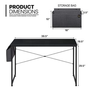 MoNiBloom Writing Computer Desk 40", Simple Home Office Gaming Desk with Storage Bag, Space Saving Table - Black