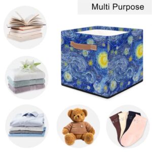 AUUXVA Storage Cube Bin Starry Sky Large Storage Cube Basket 13×13In, Collapsible Storage Bin With Handles, Fabric Storage Box For Closet Shelves Nursery Toys Home Organization