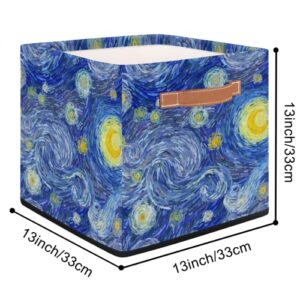AUUXVA Storage Cube Bin Starry Sky Large Storage Cube Basket 13×13In, Collapsible Storage Bin With Handles, Fabric Storage Box For Closet Shelves Nursery Toys Home Organization