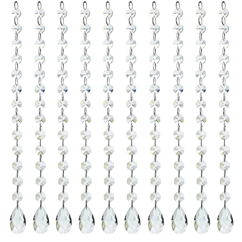 1ft 10pcs Teardrop Crystals Garland,Crystal Teardrop Chandelier Replacement,Hanging Glass Crystals for Chandelier,Wedding Decor,Crystal Christmas Tree Decorations(Clear)