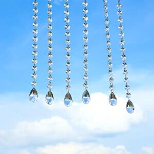 1ft 10pcs Teardrop Crystals Garland,Crystal Teardrop Chandelier Replacement,Hanging Glass Crystals for Chandelier,Wedding Decor,Crystal Christmas Tree Decorations(Clear)