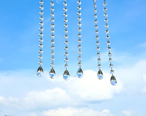 1ft 10pcs Teardrop Crystals Garland,Crystal Teardrop Chandelier Replacement,Hanging Glass Crystals for Chandelier,Wedding Decor,Crystal Christmas Tree Decorations(Clear)