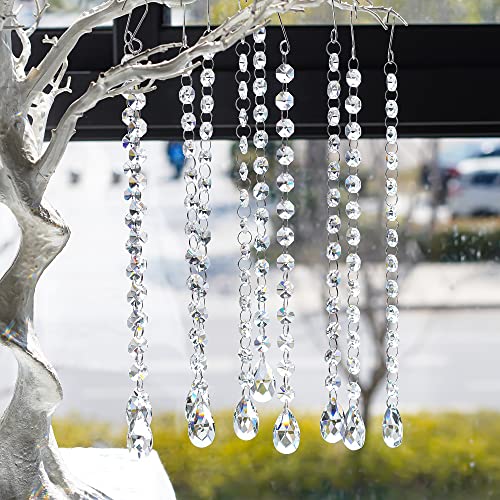 1ft 10pcs Teardrop Crystals Garland,Crystal Teardrop Chandelier Replacement,Hanging Glass Crystals for Chandelier,Wedding Decor,Crystal Christmas Tree Decorations(Clear)