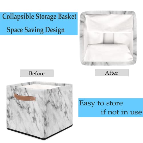 AUUXVA Storage Cube Bin Abstract Line Marble Texture Large Storage Cube Basket 13×13In, Collapsible Storage Bin With Handles, Fabric Storage Box For Closet Shelves Nursery Toys Home Organization