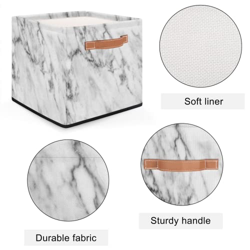 AUUXVA Storage Cube Bin Abstract Line Marble Texture Large Storage Cube Basket 13×13In, Collapsible Storage Bin With Handles, Fabric Storage Box For Closet Shelves Nursery Toys Home Organization
