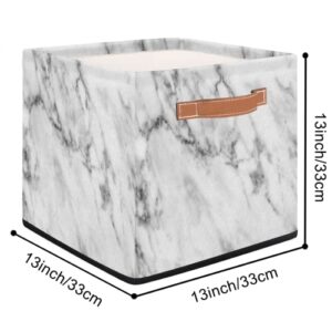 AUUXVA Storage Cube Bin Abstract Line Marble Texture Large Storage Cube Basket 13×13In, Collapsible Storage Bin With Handles, Fabric Storage Box For Closet Shelves Nursery Toys Home Organization