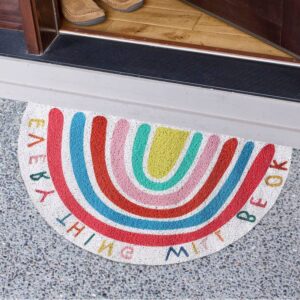 Prettybuy Semi-Circle Rainbow Doormat Cute Rugs Indoor and Outdoor Mats Non-Slip Rugs Doorway Mat Welcome Mats Area Rugs for Living Room Bedroom Bathroom,31.5in*15.7in