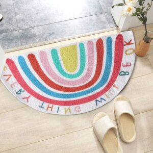 Prettybuy Semi-Circle Rainbow Doormat Cute Rugs Indoor and Outdoor Mats Non-Slip Rugs Doorway Mat Welcome Mats Area Rugs for Living Room Bedroom Bathroom,31.5in*15.7in