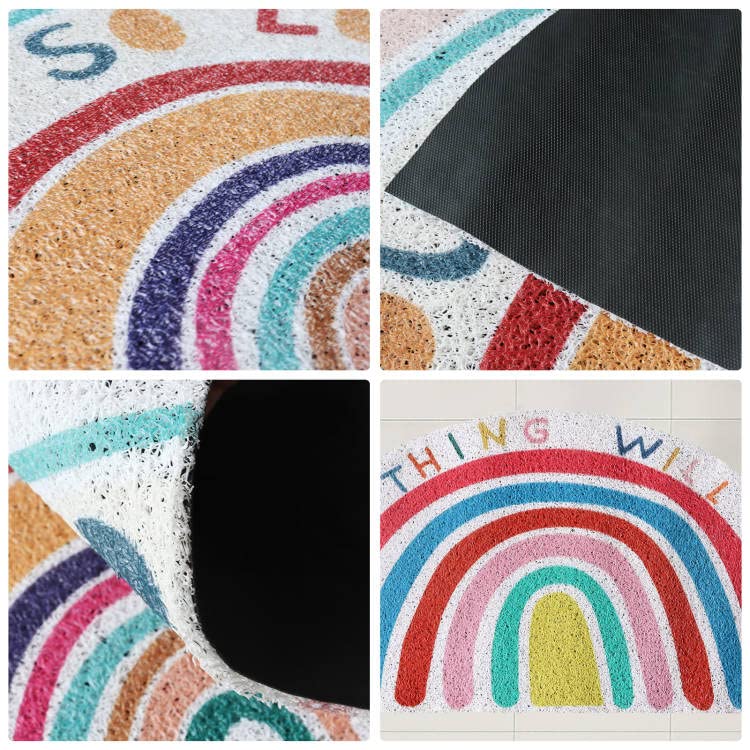 Prettybuy Semi-Circle Rainbow Doormat Cute Rugs Indoor and Outdoor Mats Non-Slip Rugs Doorway Mat Welcome Mats Area Rugs for Living Room Bedroom Bathroom,31.5in*15.7in