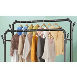 AGGJ Coat Rack Wall Mount with Shelf Double Rod Garment Rack with Heavy Duty Clothes Rack On Wheels and Bottom Shelves, for Entrance, Foyer, Bedroom (Color : White, Size : 150 * 50 * 154)