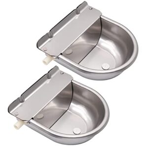 hhniuli 2.5l/84.5oz automatic dog waterer, 2 pcs 304 stainless steel automatic animal drinking water bowl trough dispenser for dogs horses cattle sheep goat chicken  