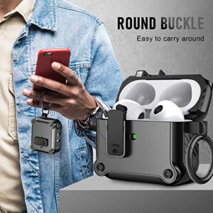 Valkit for Apple Airpods 3rd Generation Case Cover with Lock, Cool AirPods 3 Case with Keychain for Men Women Military Hard Shell Rugged Shockproof Air Pod 3 Case for AirPod 3rd Gen Case 2021, Black