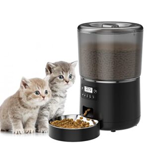 Mcacetine Automatic Cat Feeders, Auto 4L Timed Cat Dog Feeder Pet Dry Food Dispenser Smart cat Dog Feeder with Stainless Steel Bowl for Small Medium Pets