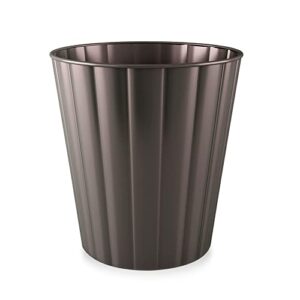 nu steel round metal small 2.5 gallon recycle trash can wastebasket, garbage container bin for bathrooms, kitchen, bedroom, home office - durable stainless steel - oil rubbed bronze finish