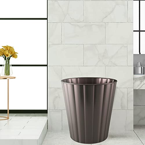 nu steel Round Metal Small 2.5 Gallon Recycle Trash Can Wastebasket, Garbage Container Bin for Bathrooms, Kitchen, Bedroom, Home Office - Durable Stainless Steel - Oil Rubbed Bronze Finish
