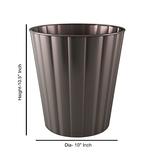 nu steel Round Metal Small 2.5 Gallon Recycle Trash Can Wastebasket, Garbage Container Bin for Bathrooms, Kitchen, Bedroom, Home Office - Durable Stainless Steel - Oil Rubbed Bronze Finish