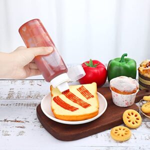 6 Pcs Porous Condiment Squeeze Bottle Refillable Condiment 5 Hole Container with Lid Syrup Squirt Bottle Sauce Dispenser Ketchup Bottle for BBQ Oil Hot Sauce Salad Cooking 12oz (Gray, White, Straight)