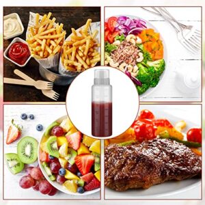 6 Pcs Porous Condiment Squeeze Bottle Refillable Condiment 5 Hole Container with Lid Syrup Squirt Bottle Sauce Dispenser Ketchup Bottle for BBQ Oil Hot Sauce Salad Cooking 12oz (Gray, White, Straight)