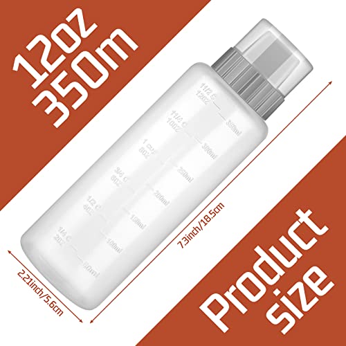 6 Pcs Porous Condiment Squeeze Bottle Refillable Condiment 5 Hole Container with Lid Syrup Squirt Bottle Sauce Dispenser Ketchup Bottle for BBQ Oil Hot Sauce Salad Cooking 12oz (Gray, White, Straight)