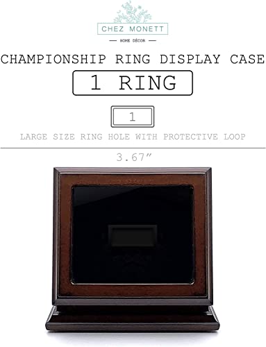 CHEZ MONETT Championship Ring Display Case Big Ring Storage Box (Espresso, 1 Slot)