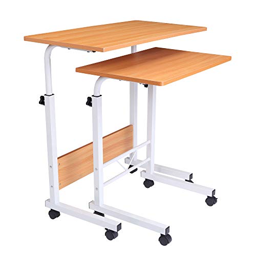 LOVINE Standing Desk Adjustable Height, Stand Up Desk with Cup Holder, Portable Laptop Desk, Mobile Standing Desk, Small Computer Desk, Bedside Table, 23.62'' x 15.75''