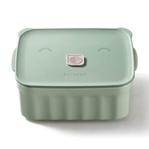 buydeem ceramic food storage container with airtight lid, 28 oz bento lunch with airlock lid, stackable bento box microwaveable, reusable and dishwasher safe, for office work and travel, cozy greenish
