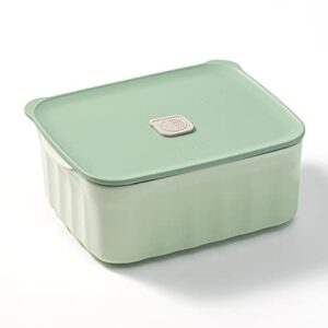 BUYDEEM Ceramic Food Storage Container with Airtight Lid, 28 oz Bento Lunch with Airlock Lid, Stackable Bento Box Microwaveable, Reusable and Dishwasher Safe, for Office Work and Travel, Cozy Greenish