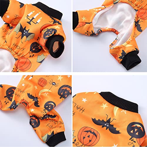 XIAOYU Halloween Dog Clothes for Small Pet Halloween Costume, Holiday Festival Dog Coat Jumpsuit, Dog Cat Apparel for Halloween Parties Cosplay, Candlelight/Pumpkin/Bat Pattern, S