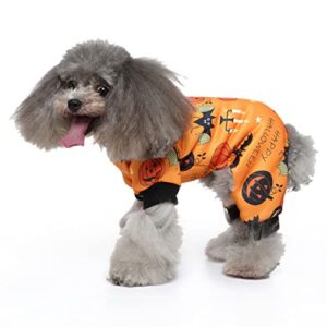 XIAOYU Halloween Dog Clothes for Small Pet Halloween Costume, Holiday Festival Dog Coat Jumpsuit, Dog Cat Apparel for Halloween Parties Cosplay, Candlelight/Pumpkin/Bat Pattern, S