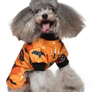 XIAOYU Halloween Dog Clothes for Small Pet Halloween Costume, Holiday Festival Dog Coat Jumpsuit, Dog Cat Apparel for Halloween Parties Cosplay, Candlelight/Pumpkin/Bat Pattern, S