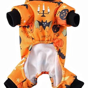 XIAOYU Halloween Dog Clothes for Small Pet Halloween Costume, Holiday Festival Dog Coat Jumpsuit, Dog Cat Apparel for Halloween Parties Cosplay, Candlelight/Pumpkin/Bat Pattern, S