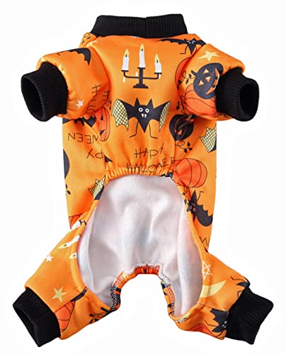 XIAOYU Halloween Dog Clothes for Small Pet Halloween Costume, Holiday Festival Dog Coat Jumpsuit, Dog Cat Apparel for Halloween Parties Cosplay, Candlelight/Pumpkin/Bat Pattern, S