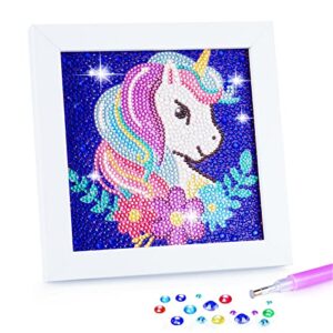 yohuu 5d diamond painting kit for kids 7.1’’*7.1’’ wooden frame diamond arts and crafts for kids ages 6-8-10-12 diy gem art dot art gift diamond painting by number kit home wall decoration