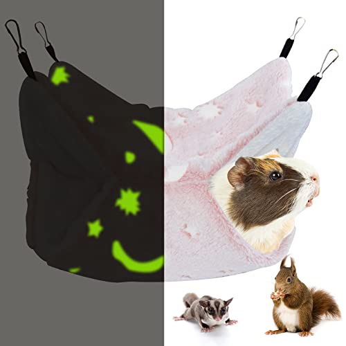 Guinea Pig Hanging Tunnel Hammocks - HOMEYA 2 PCS Luminous Small Animal Pet Hideout Bunkbed Cage Cave Toys for Hamster Squirrel Ferret Hedgehog Chinchilla - Cage Accessories