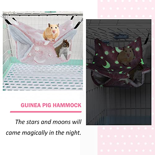 Guinea Pig Hanging Tunnel Hammocks - HOMEYA 2 PCS Luminous Small Animal Pet Hideout Bunkbed Cage Cave Toys for Hamster Squirrel Ferret Hedgehog Chinchilla - Cage Accessories