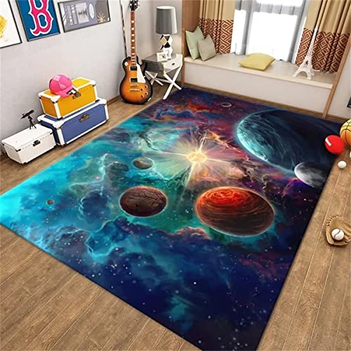 Space Rug for Boys Room 3x5 ft Universe Outer Space Rugs for Kids Bedroom Space Carpet Solar System Galaxy Planet Printed Throw Rugs for Kids Bedroom