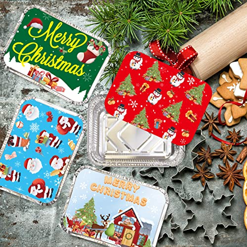 WorldBazaar Christmas Aluminum Food Containers with Lids Christmas Leftover Containers with Lids 36 PCS Disposable Santa Goodie Sacks Containers Christmas Winter Party Favors