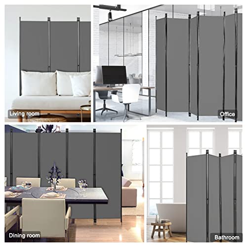 Room Divider Folding Privacy Screen, 8 Panel 5.6 ft Tall Extra Wide Partition Foldable Panel Wall Divider (Grey)