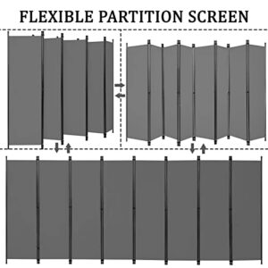 Room Divider Folding Privacy Screen, 8 Panel 5.6 ft Tall Extra Wide Partition Foldable Panel Wall Divider (Grey)