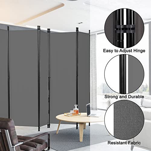 Room Divider Folding Privacy Screen, 8 Panel 5.6 ft Tall Extra Wide Partition Foldable Panel Wall Divider (Grey)