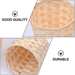 Woven Basket 5 Pcs Desktop Bamboo Weaving Storage Basket Small Bamboo Woven Storage Box Flower Pot Garbage Can for Debris Crafts Jewelry Organizer Desk Decoration Wicker Storage Basket